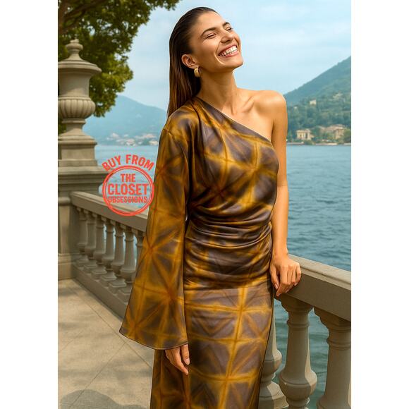 RARE! ZARA Asymmetric Midi Dress NWT Size M - Picture 2 of 16